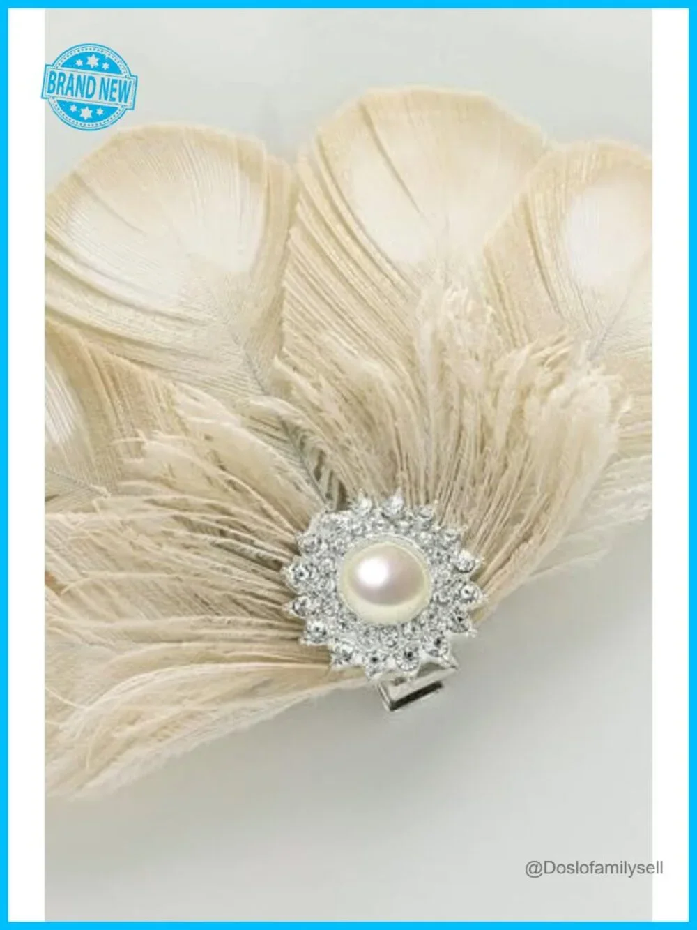 Peacock Feather Hair Clip Fascinator with Rhinestones Roaring 20s Headpiece